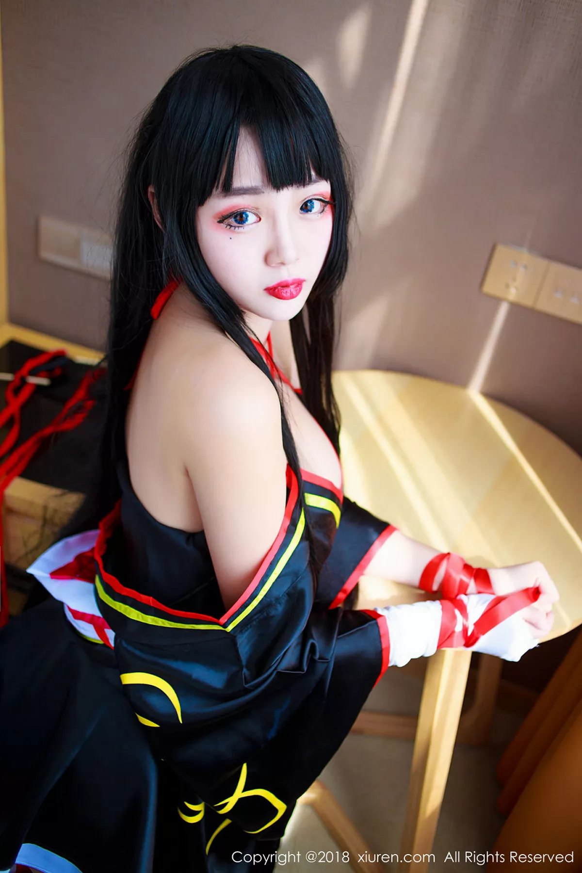 秀人集.com_[XiuRen秀人网]No.1118_嫩模米粒米粒私房COS露豪乳红色血滴子遮点极致诱惑写真50P